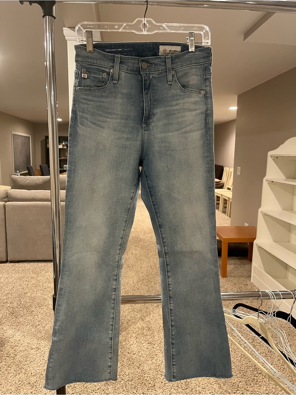 Ag Adriano Goldschmied Light Blue flare Denim Jeans 28 Farrah Boot Crop